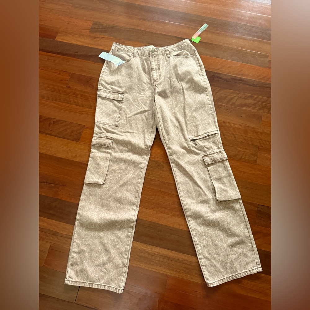 Tan acid wash pants